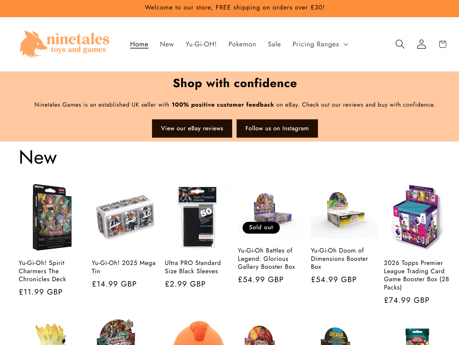 Ninetales Games Shopify storefront